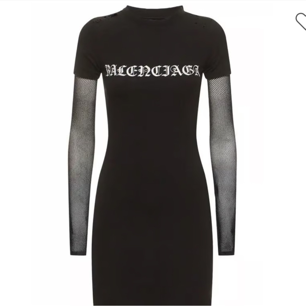 Balenciaga Black Long Sleeve Sheath Dress